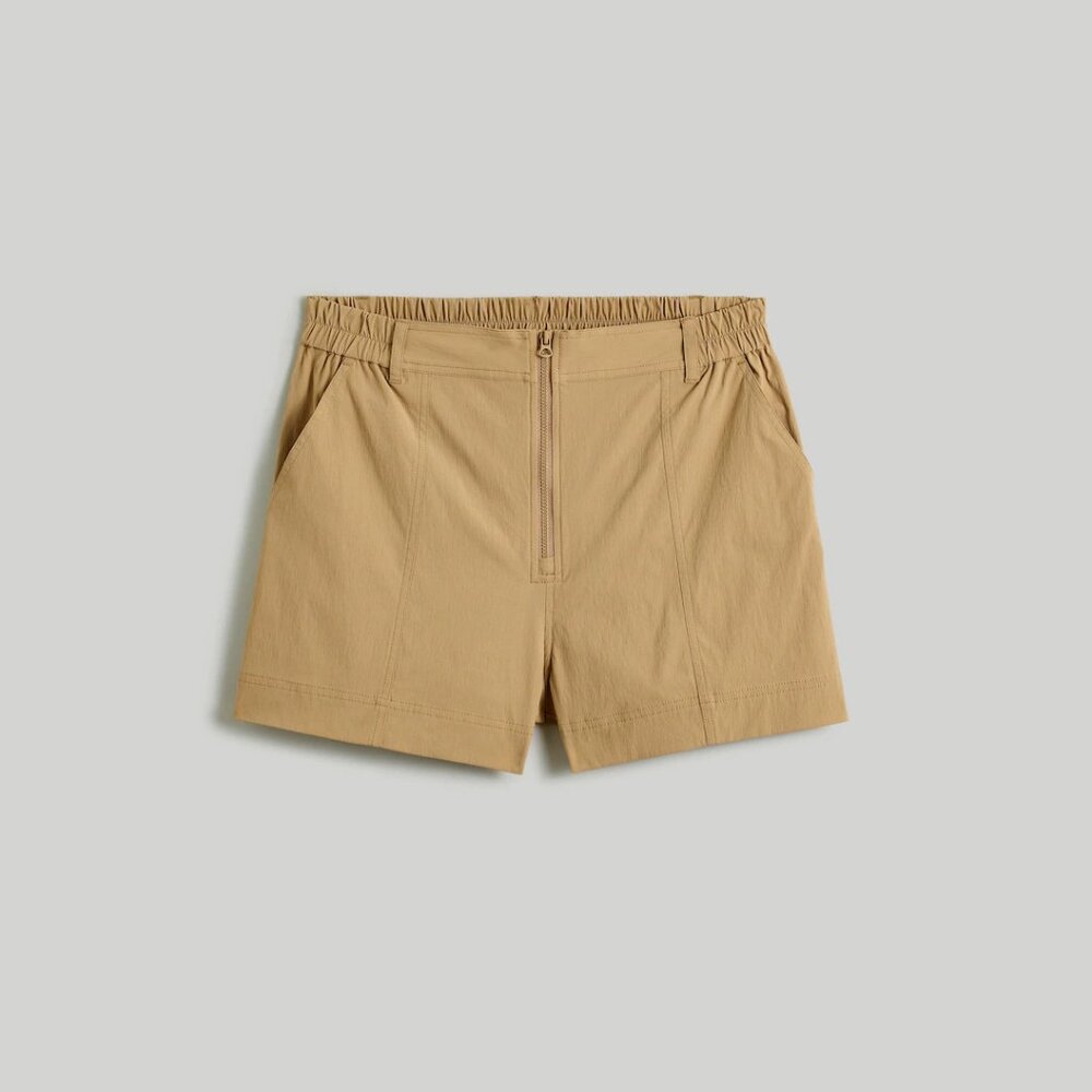 Madewell Zip-Front Tapered Shorts Tan Khaki Size L